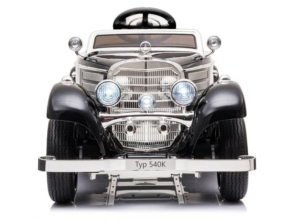 Dvivietis elektromobilis retro mercedes 540k, juodas