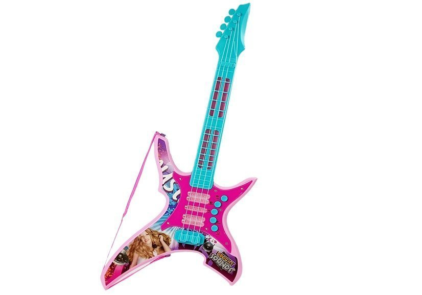Vaikiška rožinė elektrinė gitara su švieselėmis