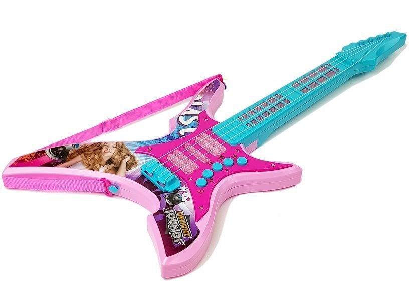 Vaikiška rožinė elektrinė gitara su švieselėmis
