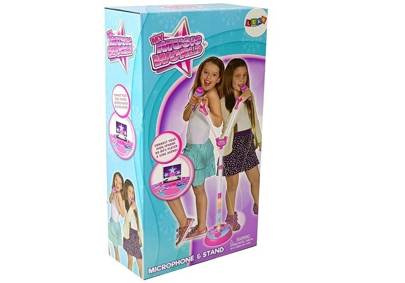 Dvigubas mikrofonas su stovu lean toys my music world, rožinis