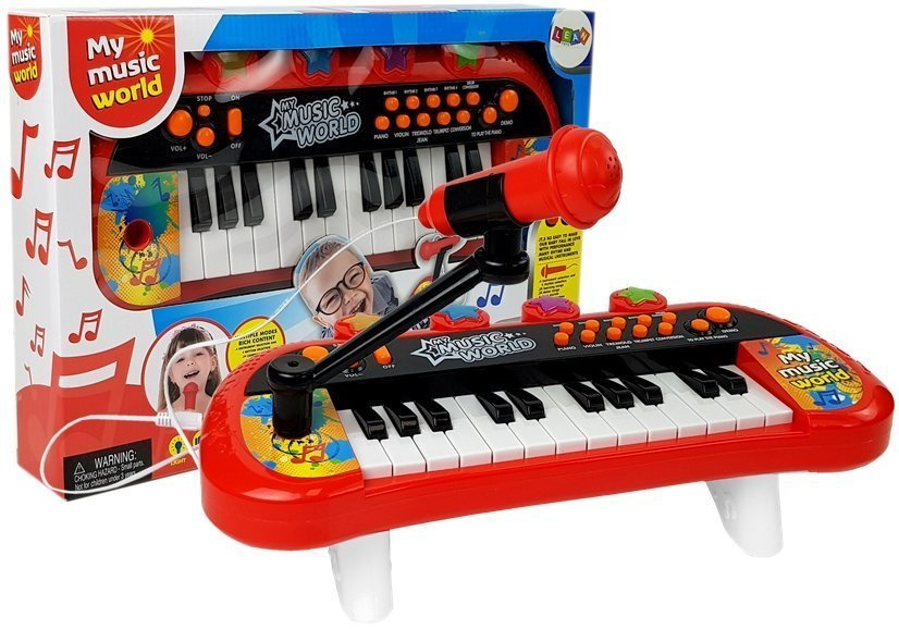 Pianinas su mikrofonu, 24 klavišai, raudonas