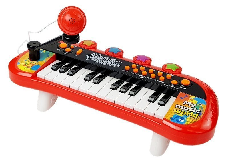 Vaikiškas pianinas su mikrofonu, 24 klavišai, raudonas