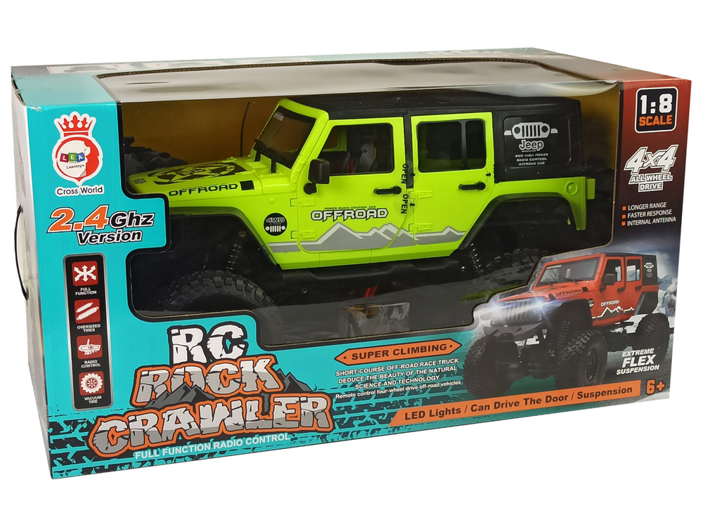 Rock crawler 2.4 ghz žalias 4x4 amortizatoriai