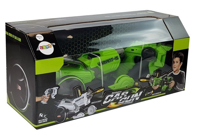Nuotoliniu būdu valdomas automobilis-pistoletas 2in1, žalias