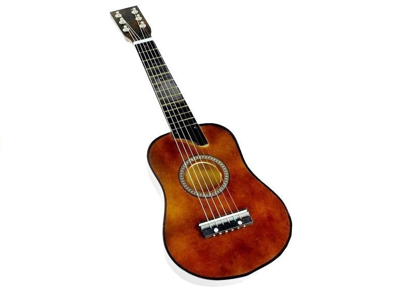 Tamsiai ruda medinė vaikiška gitara