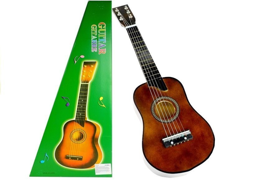 Tamsiai ruda medinė vaikiška gitara