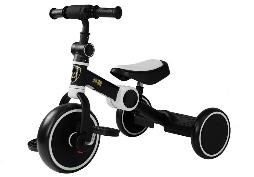 Dviratis su pedalais bėgimo triratukas, juoda ir balta