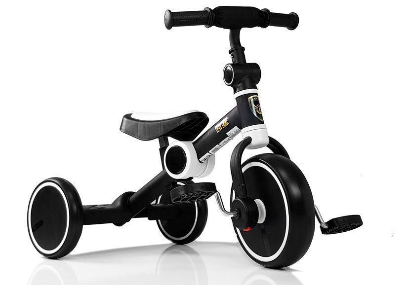 Dviratis su pedalais bėgimo triratukas, juoda ir balta