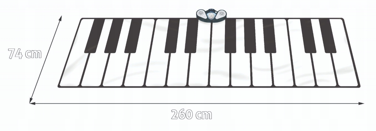 Didelis muzikinis kilimėlis vaikams 3+ klaviatūra xxl 260x74cm + įrašymo režimas