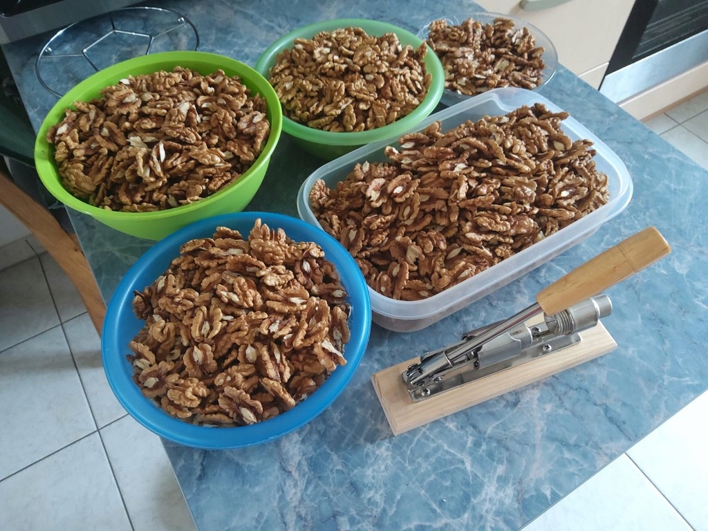 Riešutų skaldyklė ant neslystančio pagrindo