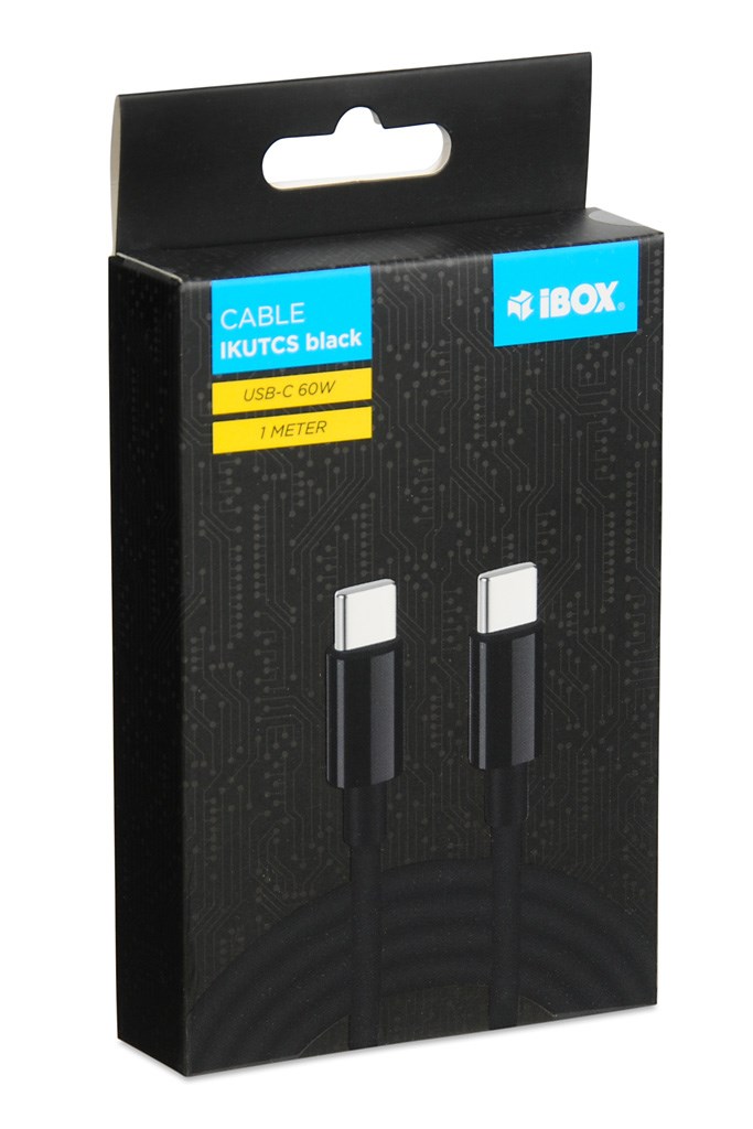 Ibox usb-c laidas 60w silikoninis 1m juodas