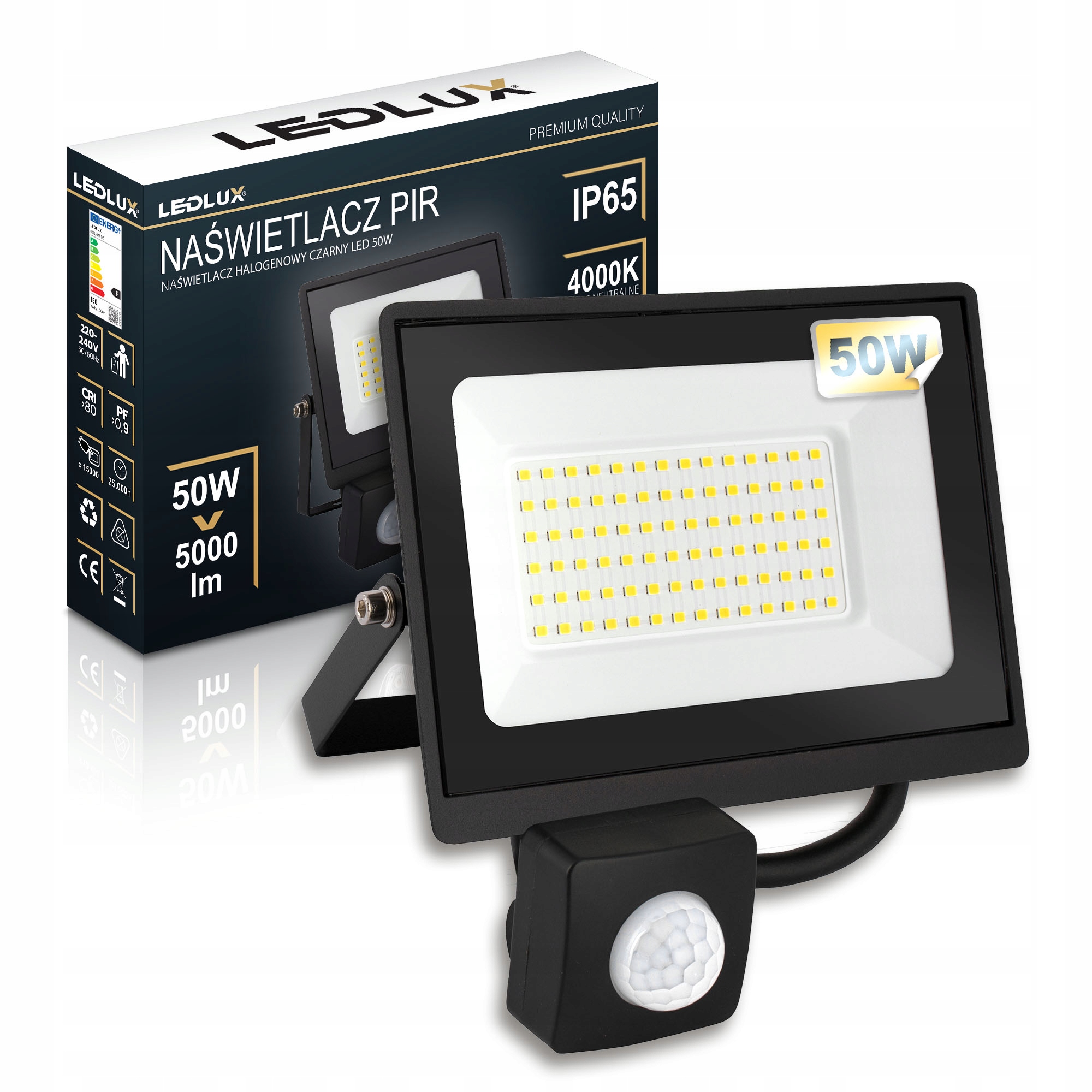 Led prožektorius 50w su judesio jutikliu
