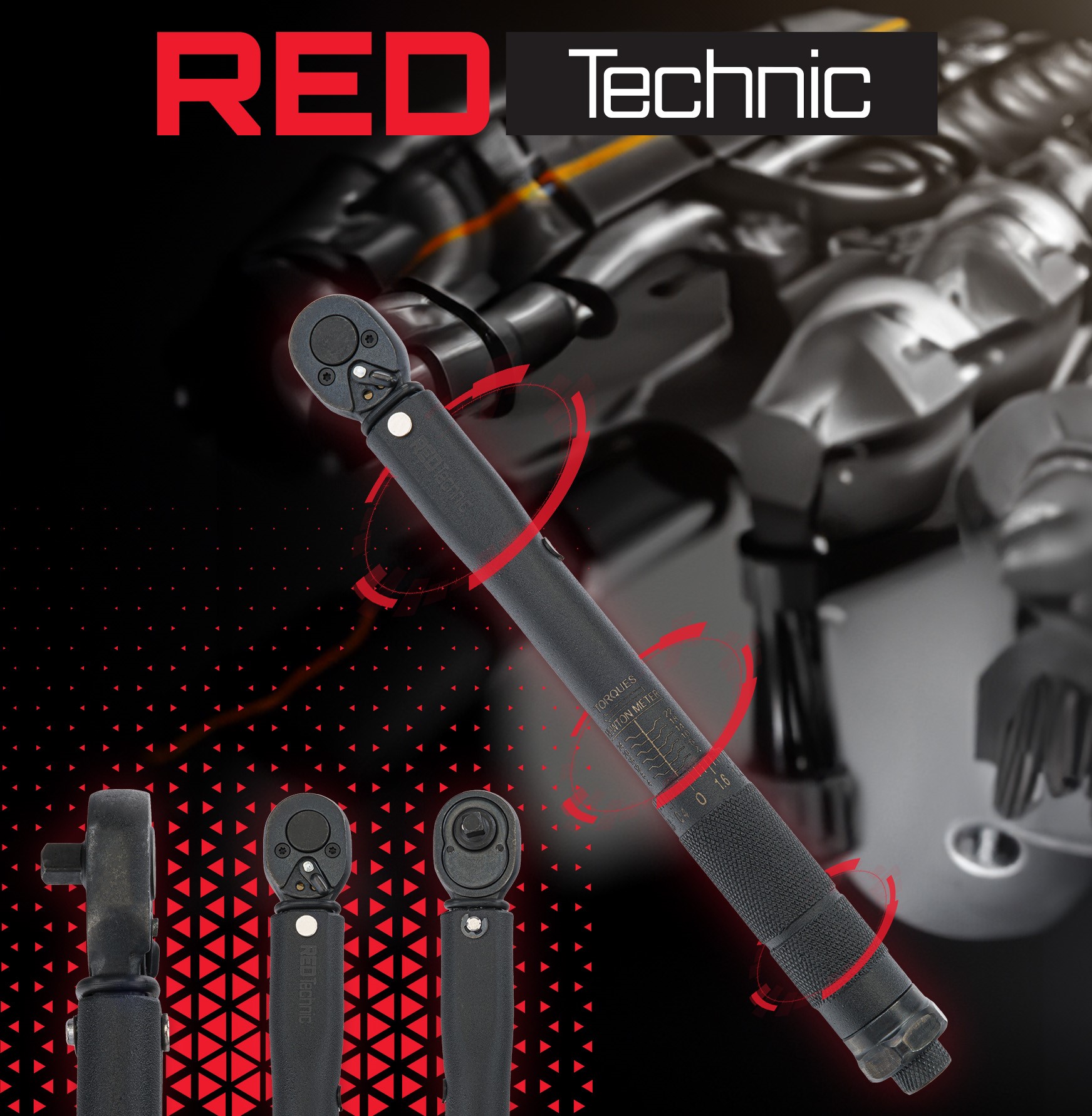 Dinamometrinis raktas Red Technic, 3/8", 7-112Nm