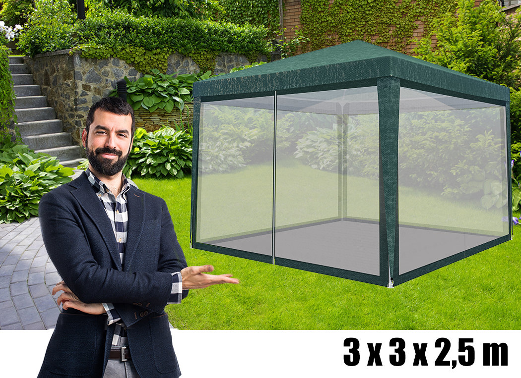 4 x uodų tinklo sodo paviljonas + stogas 3x3m
