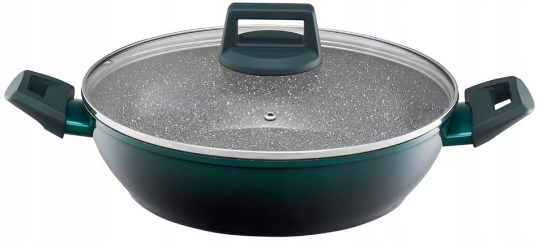 Ambition gili keptuvė su dangčiu Qualum Ceramic Stone Edition Ombre Green, 28 cm