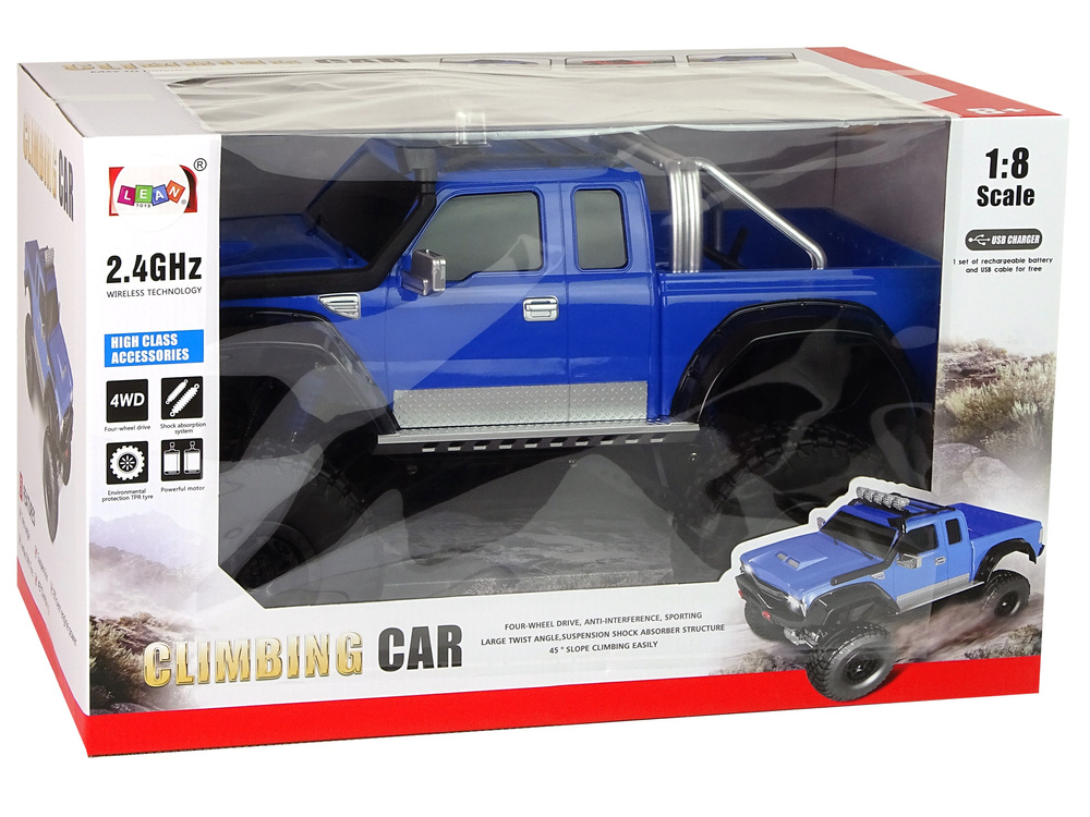 1:8 mėlynas 4x4 bekelės R/C automobilis su 2.4G valdikliu