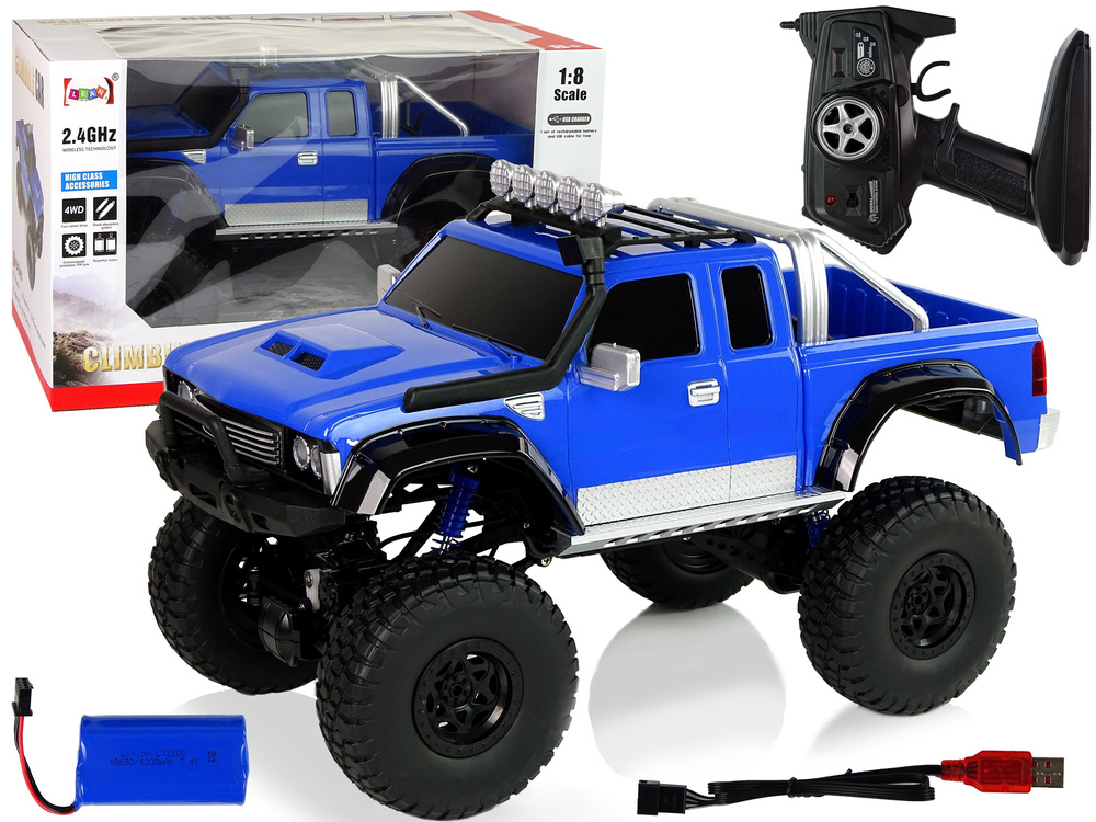 1:8 mėlynas 4x4 bekelės R/C automobilis su 2.4G valdikliu