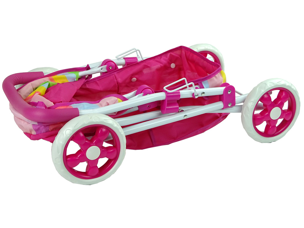 Vaikiškas lėlių vežimėlis su spalvotais žiedais, 66 cm