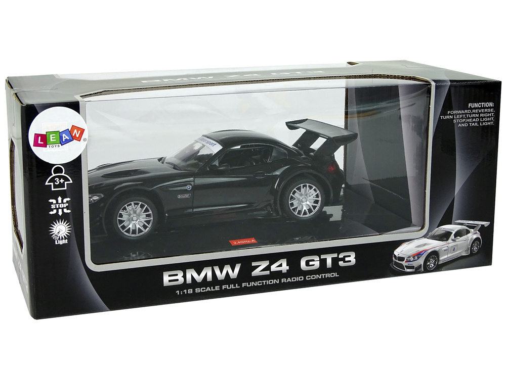Nuotoliniu būdu valdomas sportinis automobilis lean toys bmw z4 gt3, 1:18, juodas