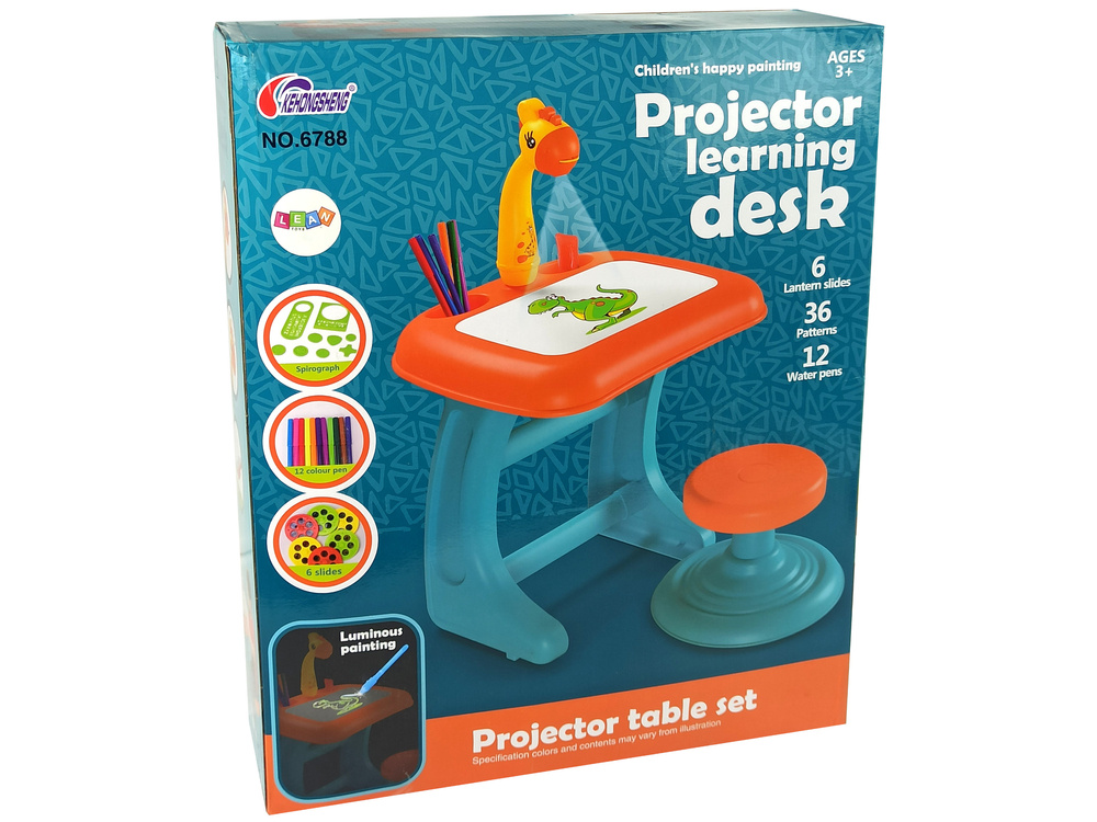 Edukacinis stalas su kėdute ir projektoriumi lean toys