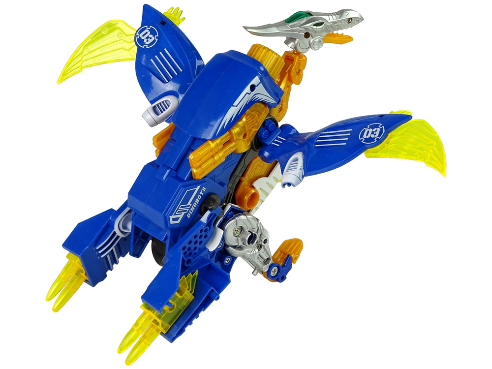 Transformeris dinozauras dinobots 2in1 su šaudymo funkcija, mėlynas
