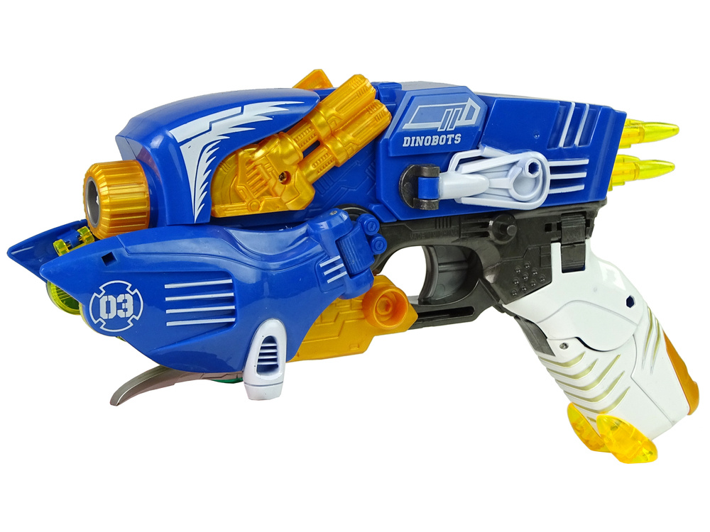 Transformeris dinozauras dinobots 2in1 su šaudymo funkcija, mėlynas
