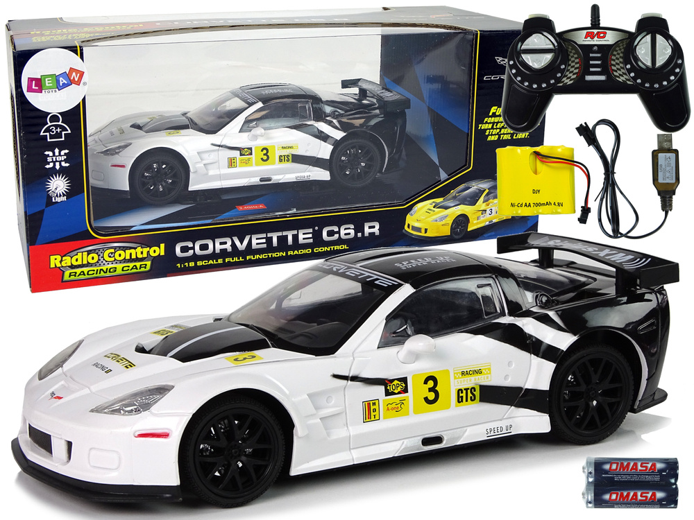 Radijo Bangomis Valdomas Sportinis Automobilis Corvette C6.R 1:18 Baltas
