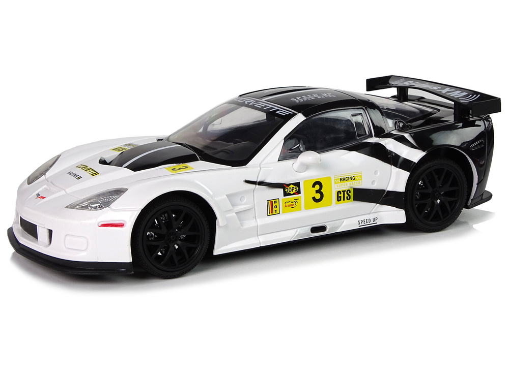 Radijo bangomis valdomas sportinis automobilis corvette c6.r 1:18 baltas