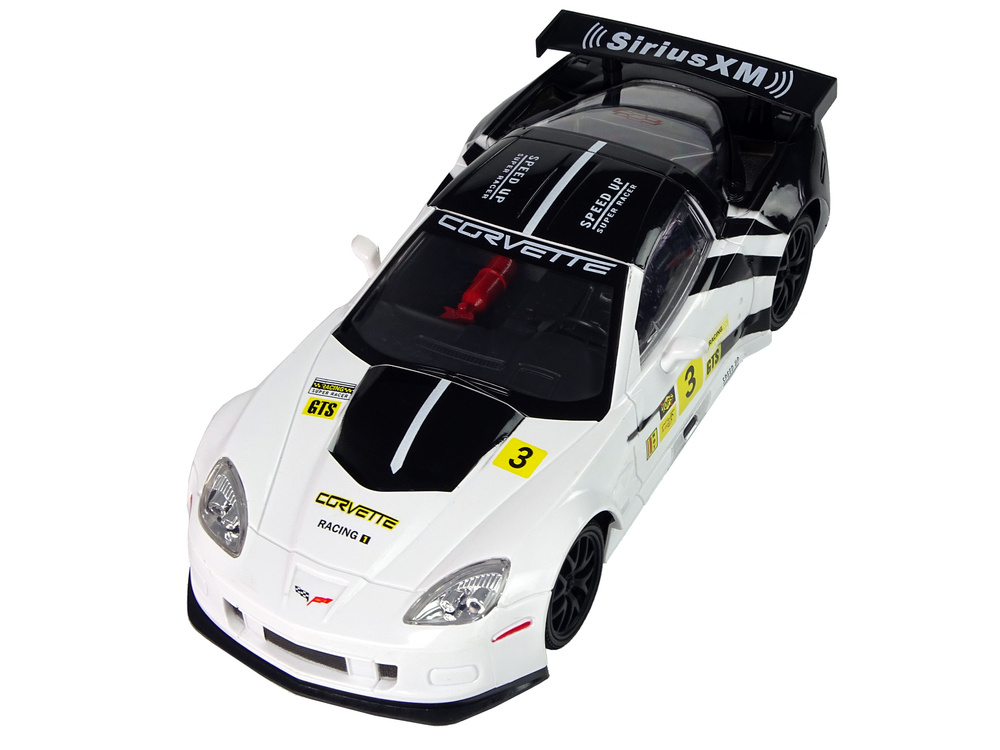 Radijo bangomis valdomas sportinis automobilis corvette c6.r 1:18 baltas