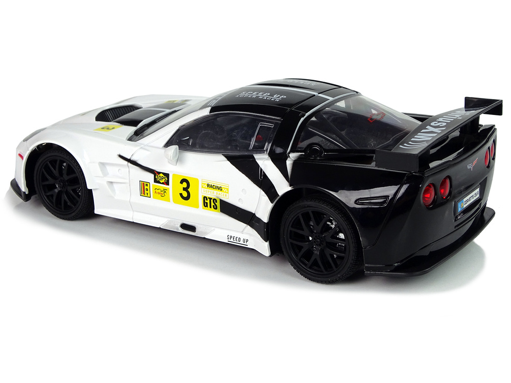 Radijo bangomis valdomas sportinis automobilis corvette c6.r 1:18 baltas