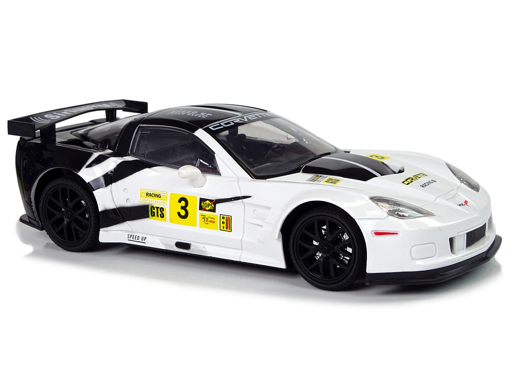 Radijo bangomis valdomas sportinis automobilis corvette c6.r 1:18 baltas