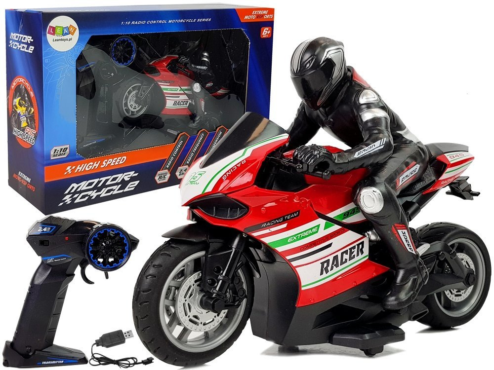 Nuotoliniu Būdu Valdomas Sportinis Motociklas 2.4G, Raudonas