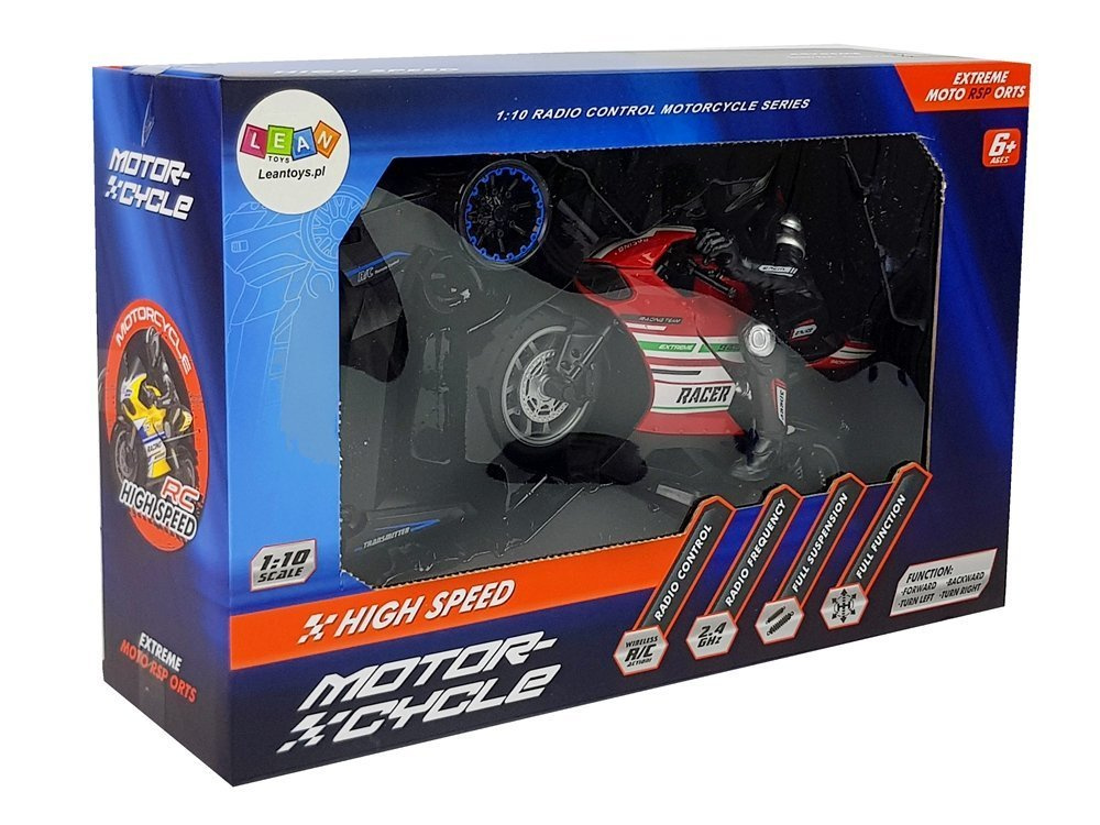 Nuotoliniu būdu valdomas sportinis motociklas 2.4g, raudonas