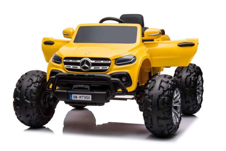 Vienvietis vaikiškas elektromobilis mercedes dk-mt950 4x4, geltonas