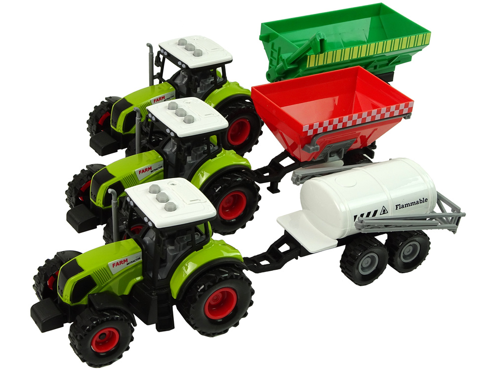 Žaislinių traktorių su priekabomis rinkinys berniukams lean toys