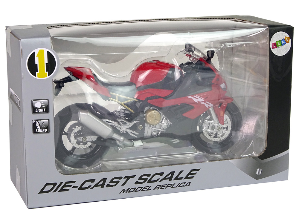 Motociklo modelis bmw s1000rr – raudonas, su garsais ir šviesomis