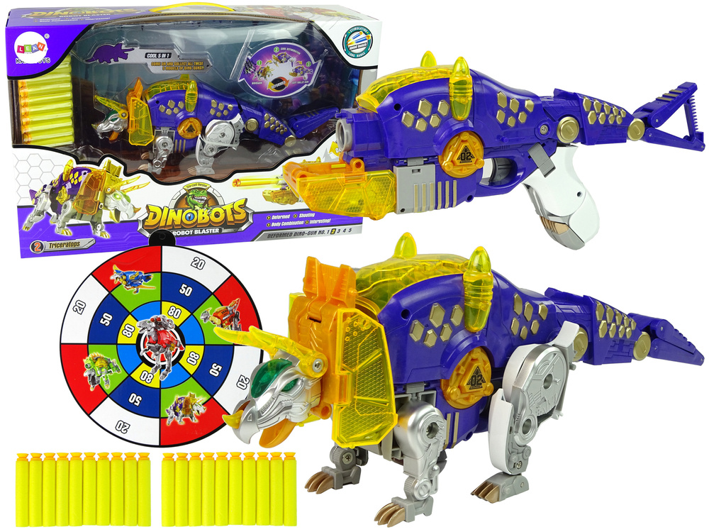 Transformeris dinozauras dinobots su šaudymo funkcija lean toys, mėlynas