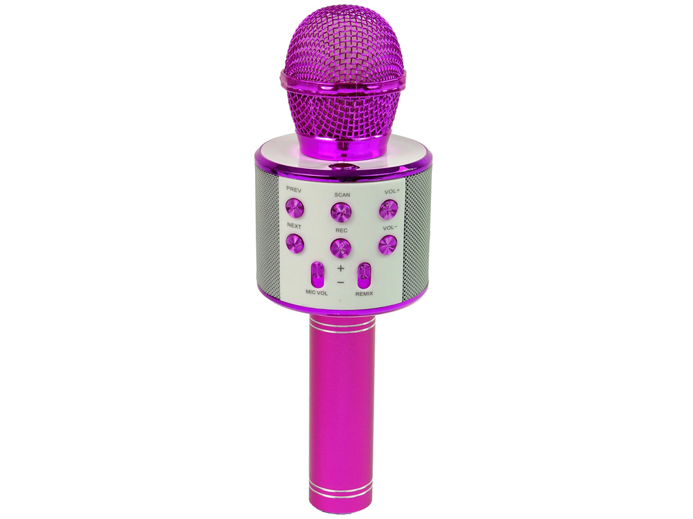 Belaidis mikrofonas ws-858 su usb garsiakalbiu ir karaoke funkcija, rožinis 1