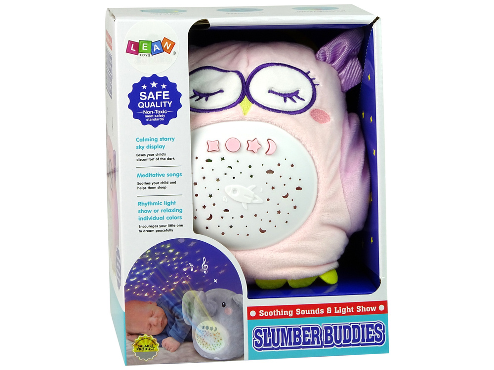 Pliušinė pelėda skleidžianti melodijas lean toys, rožinė