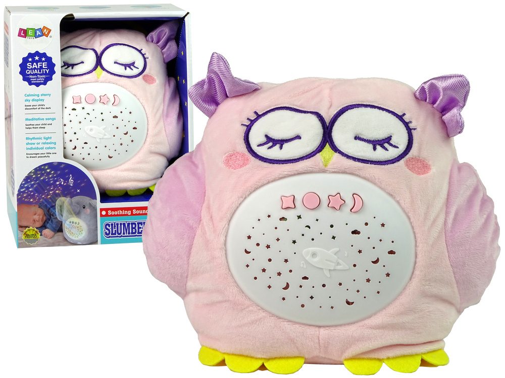Pliušinė pelėda skleidžianti melodijas lean toys, rožinė