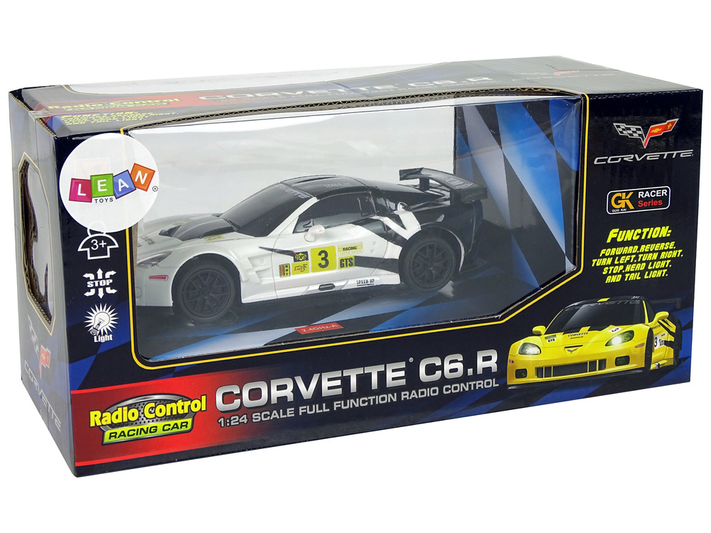 Nuotoliniu būdu valdomas sportinis automobilis corvette c6.r, 2.4 g, 1:24, baltas