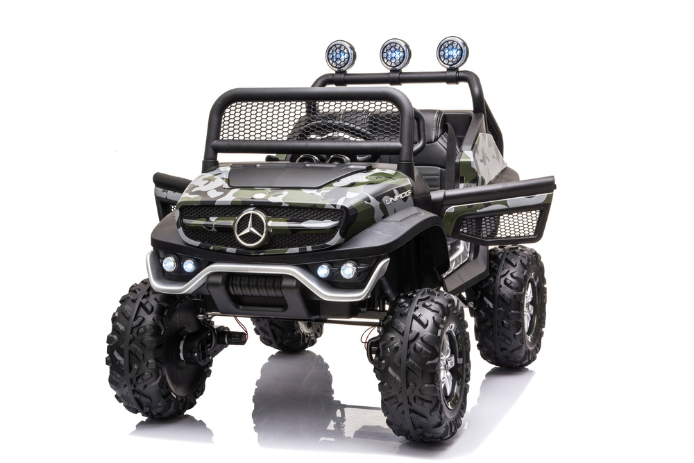 Dvivietis elektromobilis vaikams leantoys unimog s, juodas