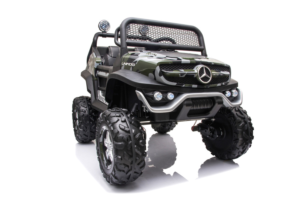 Dvivietis elektromobilis vaikams leantoys unimog s, juodas