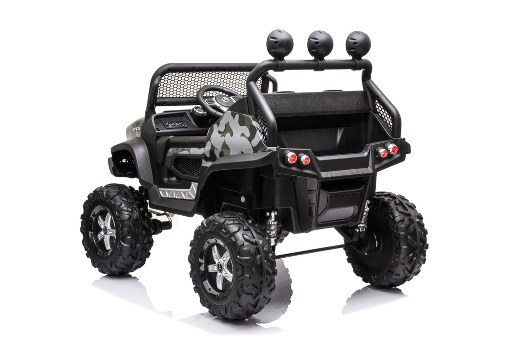 Dvivietis elektromobilis vaikams leantoys unimog s, juodas