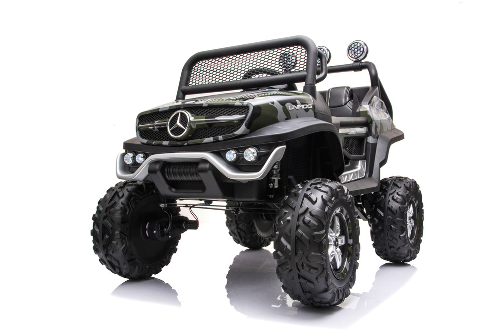 Dvivietis elektromobilis vaikams leantoys unimog s, juodas