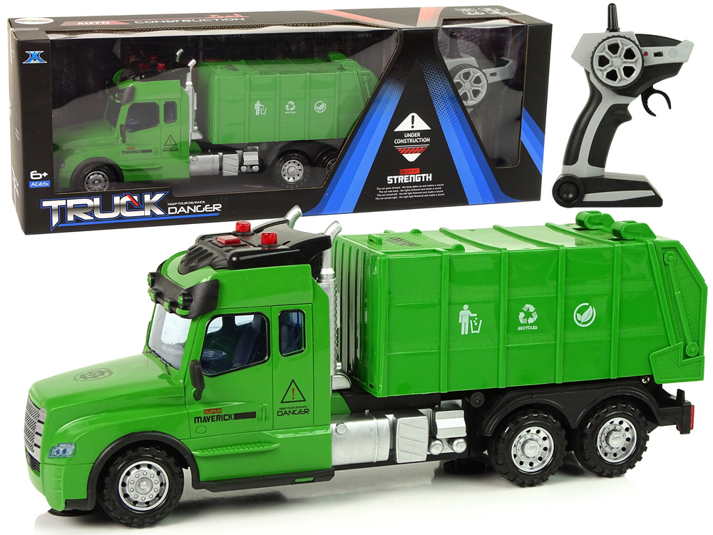 Nuotoliniu būdu valdoma šiukšliavežė vaikams lean toys, žalia