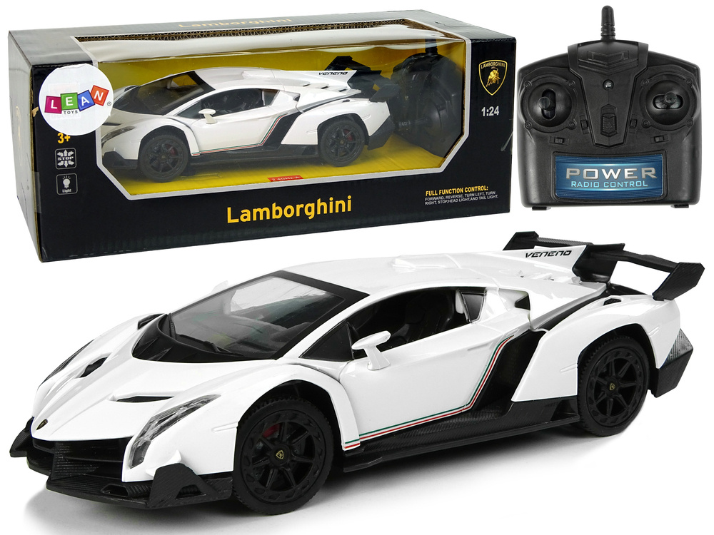 Nuotolinio valdymo automobilis Lamborghini Veneno baltas 1:24, 2.4G, su šviesomis