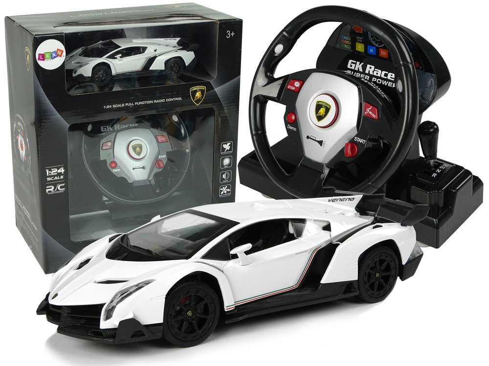 Nuotoliniu būdu valdomas lamborghini veneno su vairu, garsu ir šviesomis – 2.4g