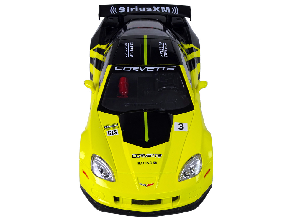 Radijo bangomis valdomas sportinis automobilis corvette c6.r 1:18 geltonas