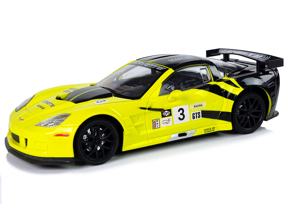 Radijo bangomis valdomas sportinis automobilis corvette c6.r 1:18 geltonas
